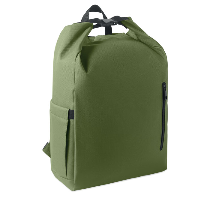 Sac à dos roll top RPET pour PC 15" à personnaliser Uniton vert armée vert